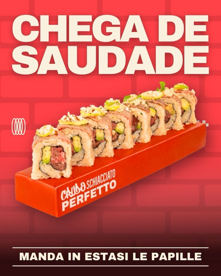 Uramaki Chega de Saudade con carpaccio di manzo flambé
